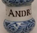 Ljekarnička posuda s natpisom EL: THERIAC: ANDR:, Savona (?), 17. st., obojena i glazirana keramika, v=21 cm, o=33 cm, DUM KPM K-148 (3)