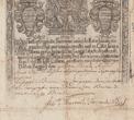 Zdravstveni list Dubrovačke Republike izdan kapetanu Giuseppeu Bruniju  za putovanje u Brindisi; Tajništvo Dubrovačke Republike, Dubrovnik, 4. travnja 1776.; papir, bakrorez, rukopis, 28,6 × 20,1